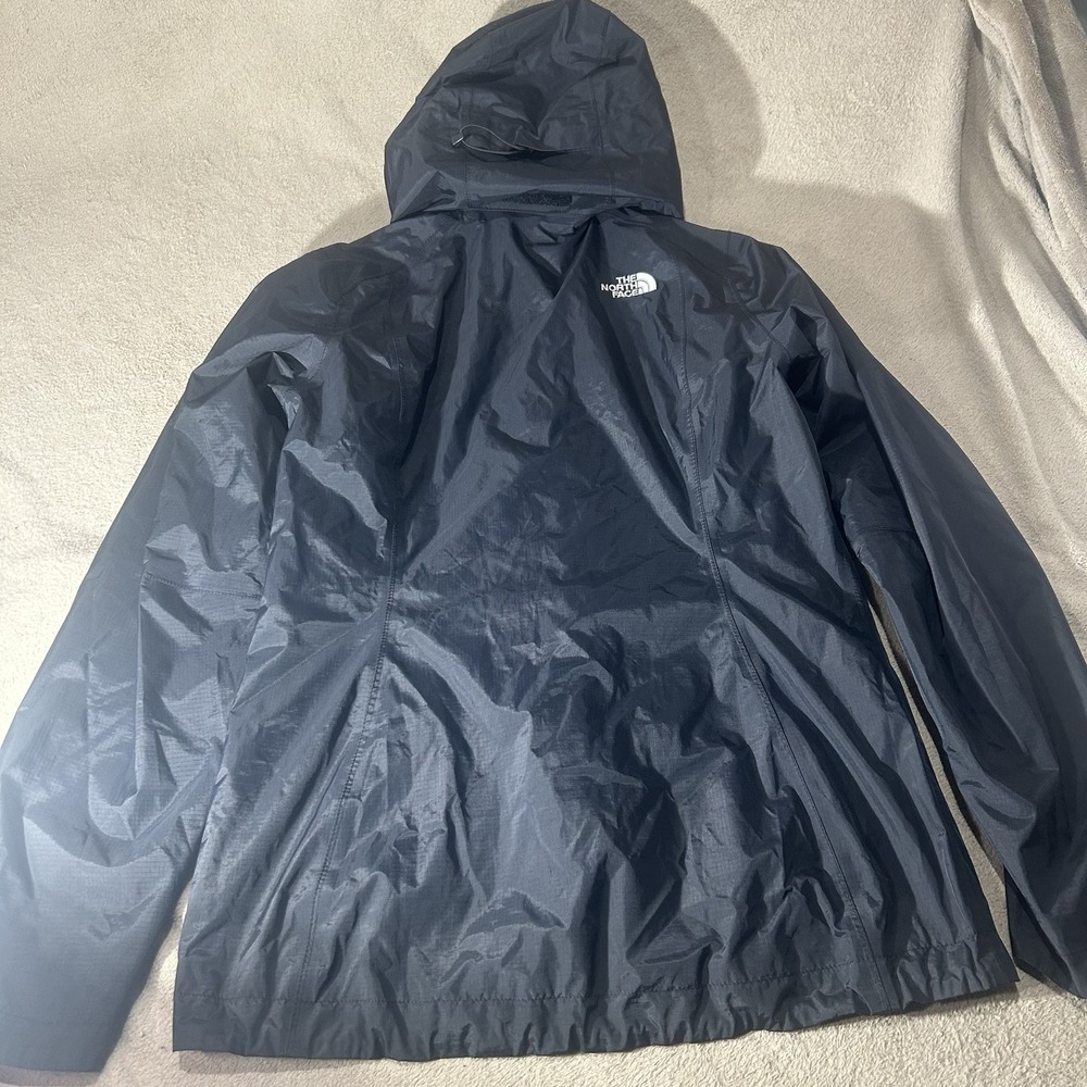The North Face Womens HyVent Rain Jacket Small Black Hooded Waterproof Shell